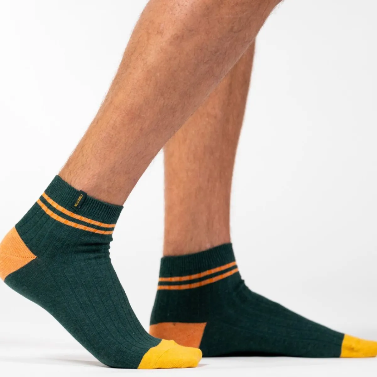 chaussettes_en_coton_peign_mihautes__vert_ray_orange_0.webp BILLYBELT Chaussettes en coton peigné Mi-hautes ->Homme Chaussettes Basses