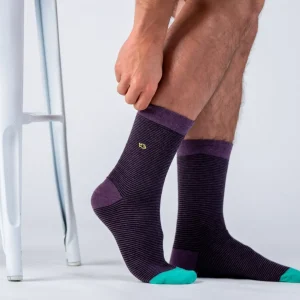 BILLYBELT Chaussettes en coton peigné Rayées - Améthyste>Homme Chaussettes Fantaisie