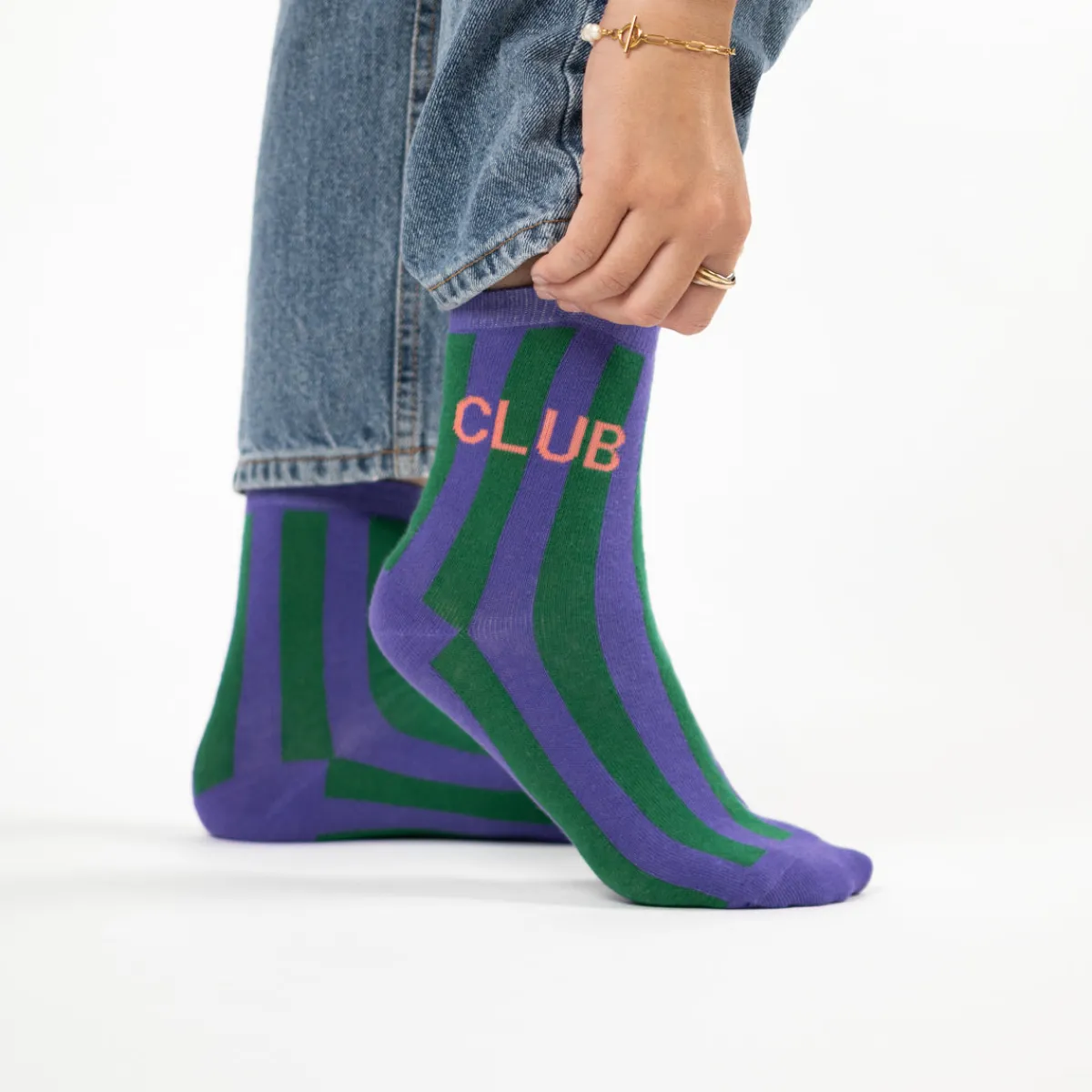 chaussettes_en_coton_peign_rayes__club_0.webp BILLYBELT Chaussettes en coton peigné Rayées ->Femme Chaussettes Fantaisie
