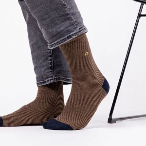 BILLYBELT Chaussettes en coton peigné Rayées - Hazelnut>Homme Chaussettes Fantaisie