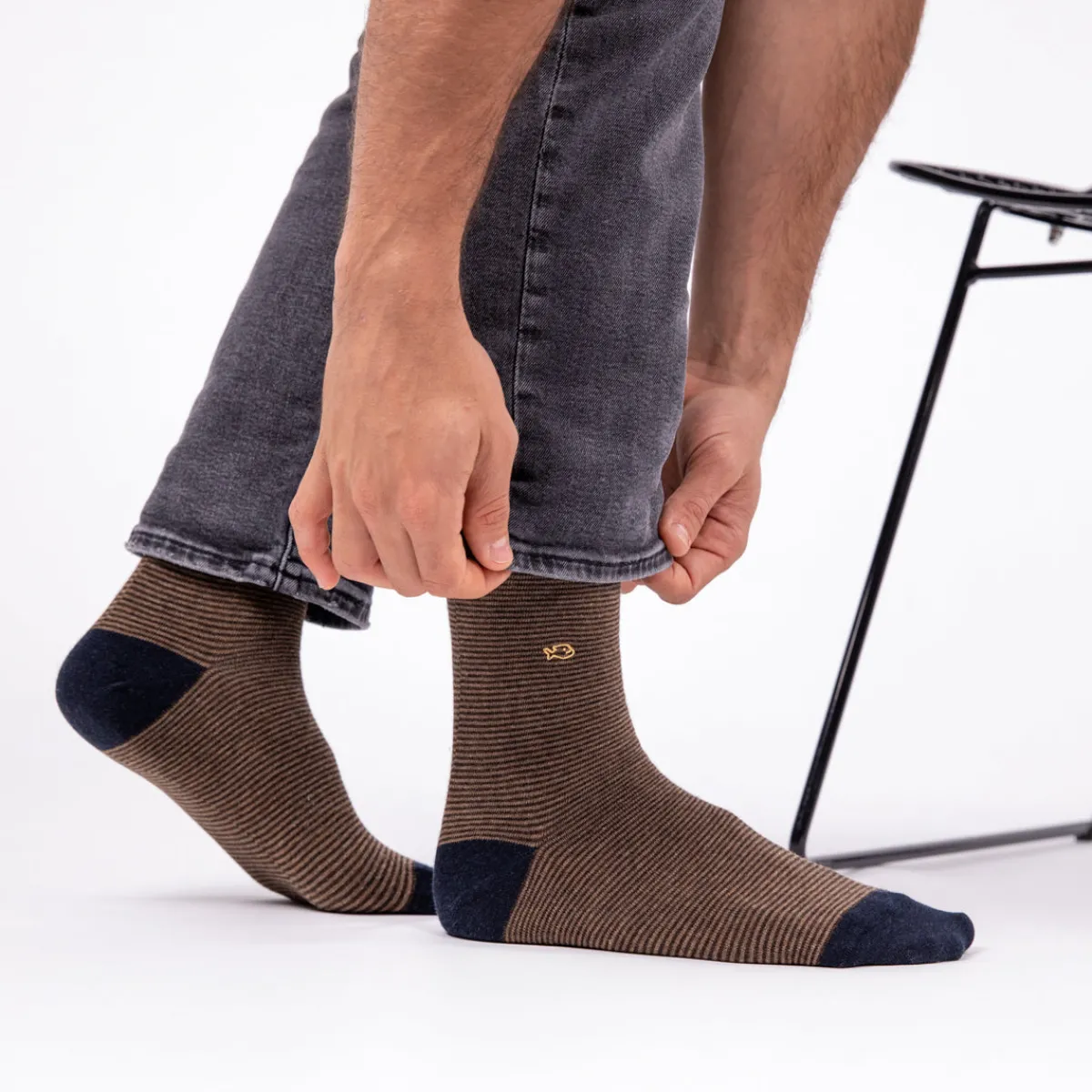 chaussettes_en_coton_peign_rayes__hazelnut_3.webp BILLYBELT Chaussettes en coton peigné Rayées - Hazelnut>Homme Chaussettes Fantaisie