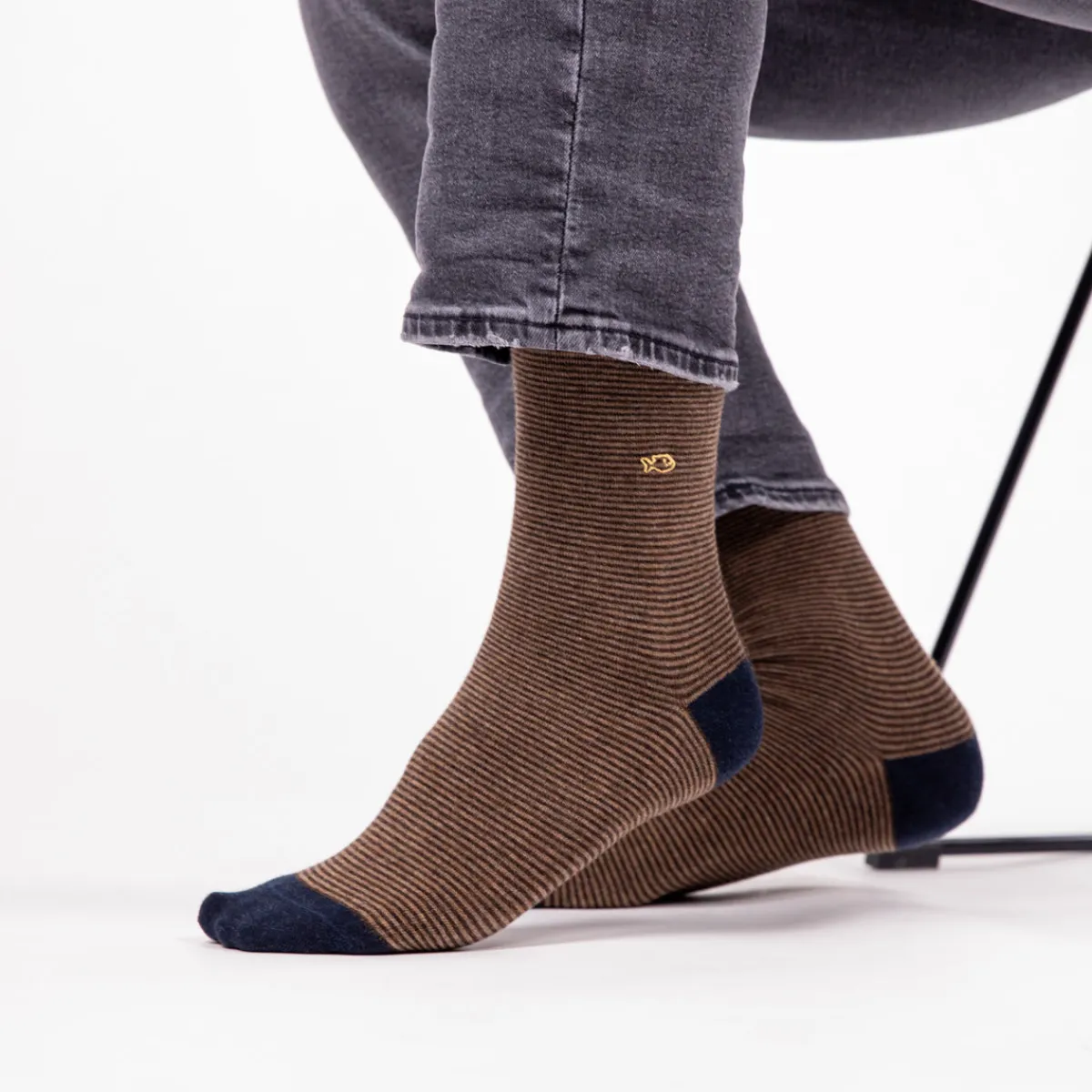 chaussettes_en_coton_peign_rayes__hazelnut_4.webp BILLYBELT Chaussettes en coton peigné Rayées - Hazelnut>Homme Chaussettes Fantaisie