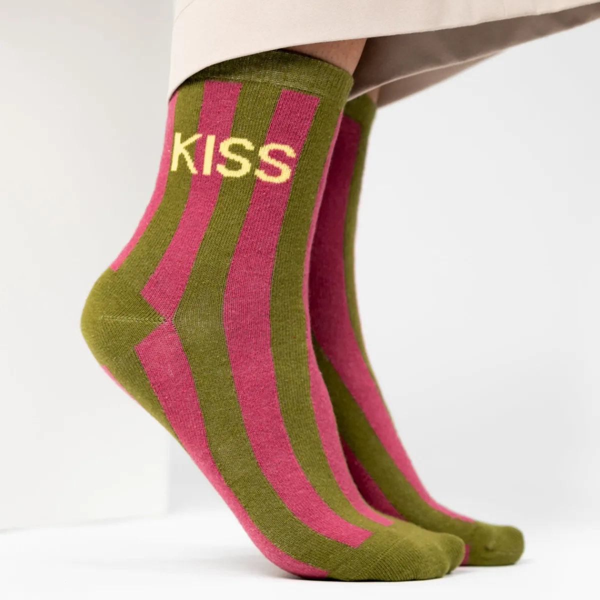 chaussettes_en_coton_peign_rayes__kiss_0.webp BILLYBELT Chaussettes en coton peigné Rayées ->Femme Chaussettes Fantaisie