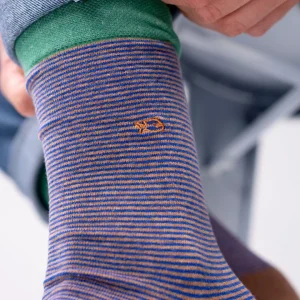 BILLYBELT Chaussettes en coton peigné Rayées - Moka matcha>Homme Chaussettes Fantaisie