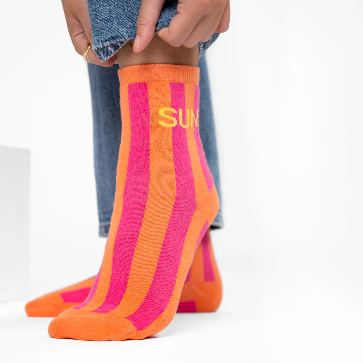 chaussettes_en_coton_peign_rayes__sun_0.webp BILLYBELT Chaussettes en coton peigné Rayées ->Femme Chaussettes Fantaisie