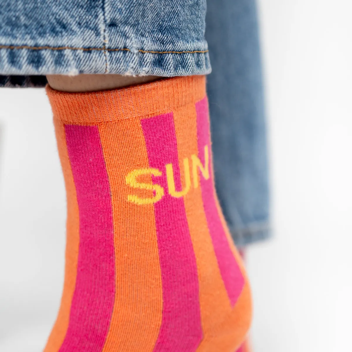 chaussettes_en_coton_peign_rayes__sun_2.webp BILLYBELT Chaussettes en coton peigné Rayées ->Femme Chaussettes Fantaisie