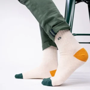 BILLYBELT Chaussettes en coton peigné Retro - Beige chiné, rayé noir>Homme Chaussettes Fantaisie