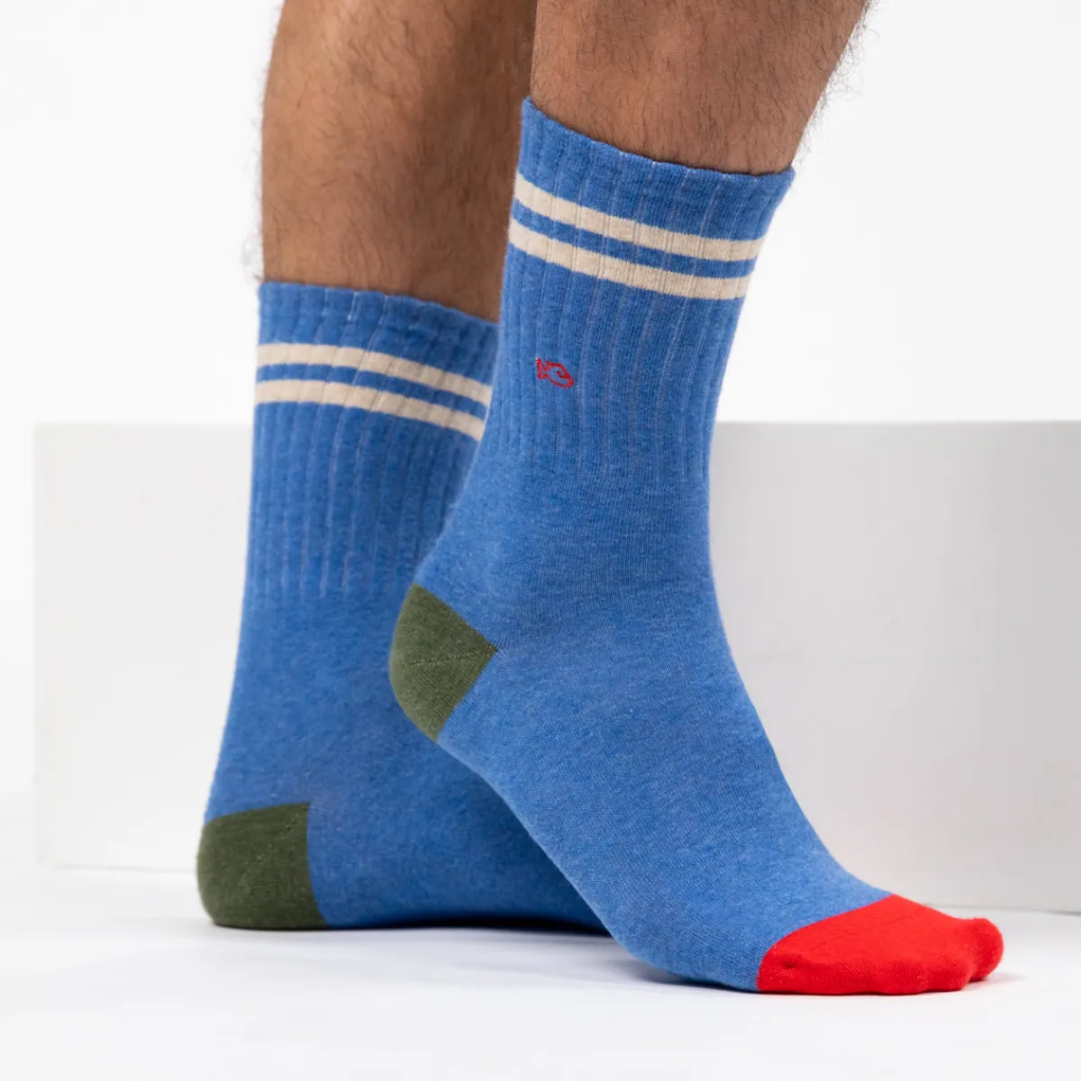 chaussettes_en_coton_peign_retro__bleu_clair_ray_beige_0.webp BILLYBELT Chaussettes en coton peigné Retro - Bleu clair, rayé beige>Homme Chaussettes Fantaisie
