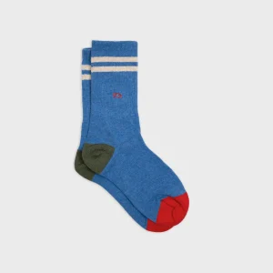 BILLYBELT Chaussettes en coton peigné Retro - Bleu clair, rayé beige>Homme Chaussettes Fantaisie