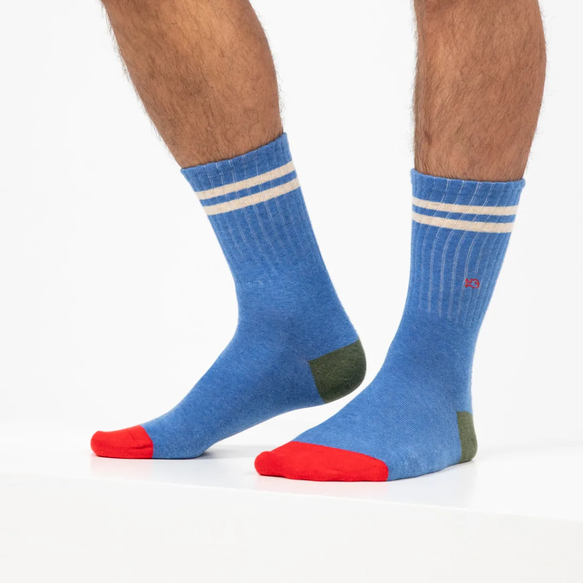 chaussettes_en_coton_peign_retro__bleu_clair_ray_beige_2.webp BILLYBELT Chaussettes en coton peigné Retro - Bleu clair, rayé beige>Homme Chaussettes Fantaisie