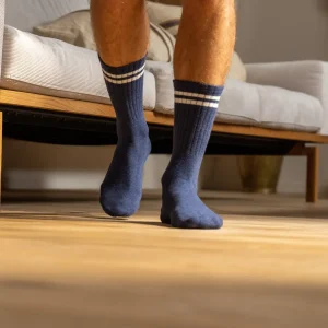 BILLYBELT Chaussettes en coton peigné Retro - Bleu, rayé blanc>Homme Chaussettes Fantaisie
