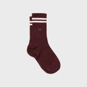 BILLYBELT Chaussettes en coton peigné Retro - Bordeaux, rayé beige>Homme Chaussettes Fantaisie