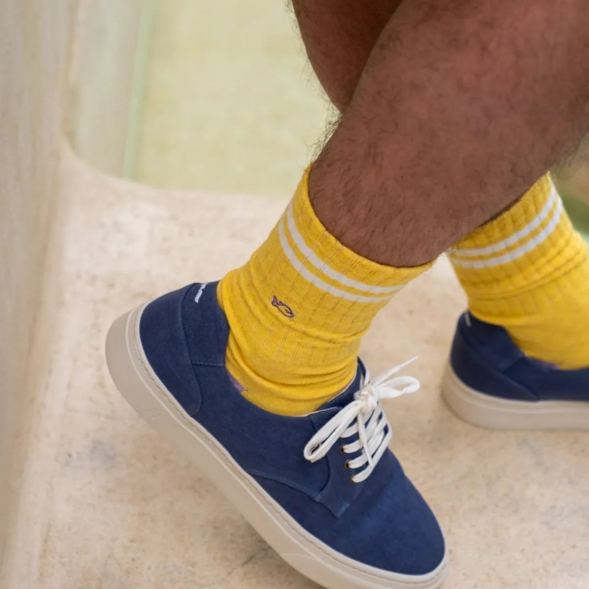 chaussettes_en_coton_peign_retro__jaune_ray_blanc_0.webp BILLYBELT Chaussettes en coton peigné Retro - Jaune, rayé blanc>Homme Chaussettes Fantaisie