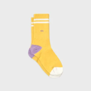 BILLYBELT Chaussettes en coton peigné Retro - Jaune, rayé blanc>Homme Chaussettes Fantaisie