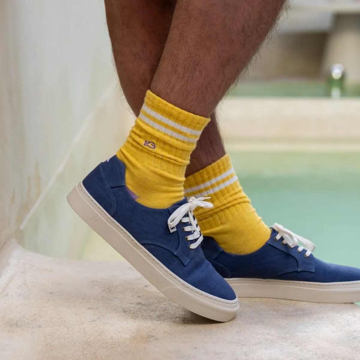 chaussettes_en_coton_peign_retro__jaune_ray_blanc_3.webp BILLYBELT Chaussettes en coton peigné Retro - Jaune, rayé blanc>Homme Chaussettes Fantaisie