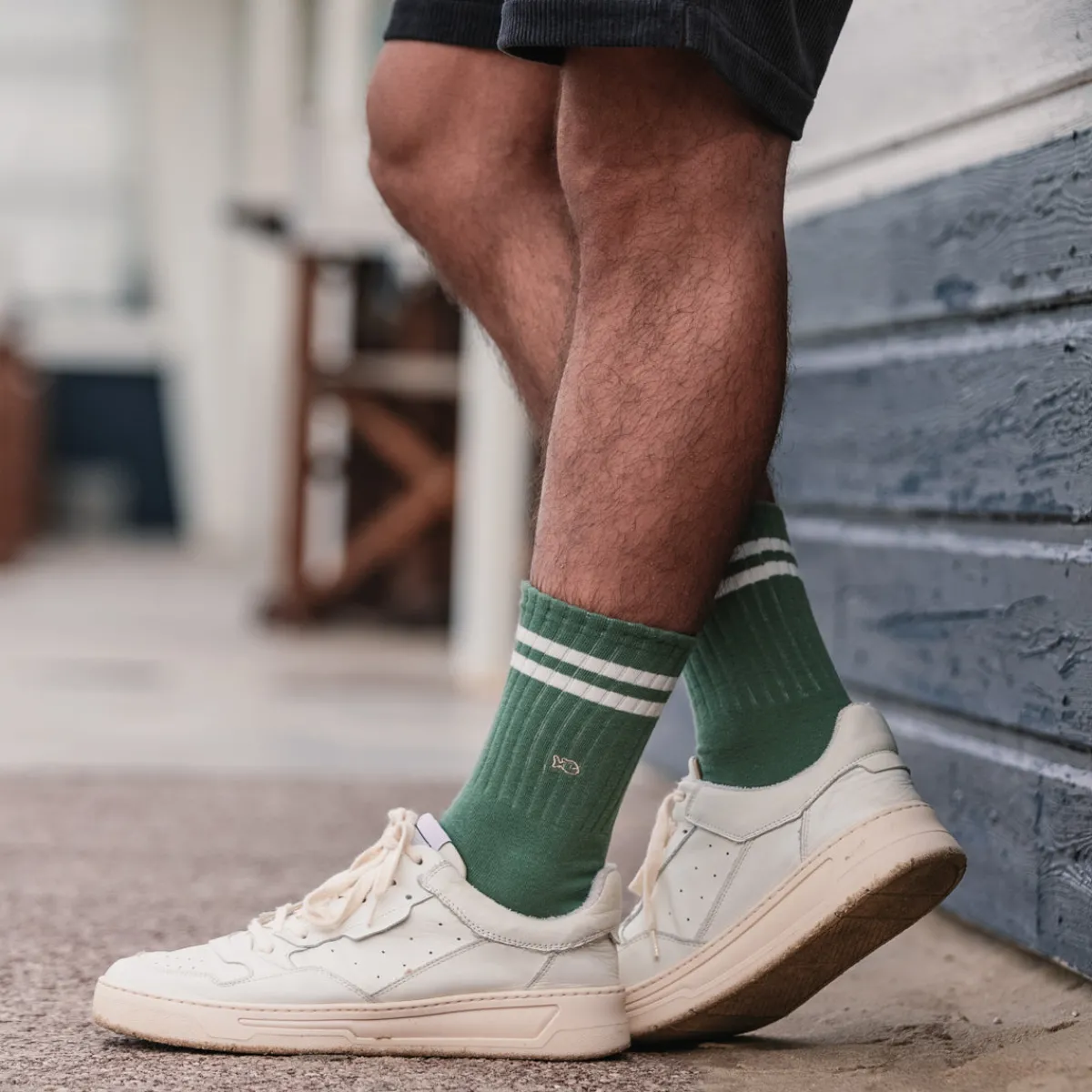 chaussettes_en_coton_peign_retro__vert_ray_blanc_0.webp BILLYBELT Chaussettes en coton peigné Retro - Vert, rayé blanc>Homme Chaussettes Fantaisie