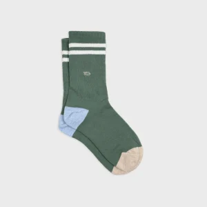 BILLYBELT Chaussettes en coton peigné Retro - Vert, rayé blanc>Homme Chaussettes Fantaisie