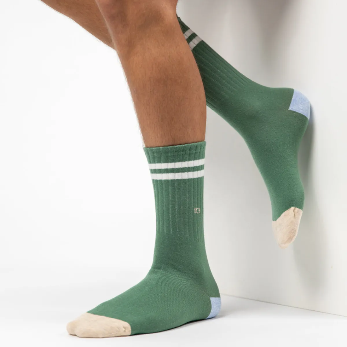 chaussettes_en_coton_peign_retro__vert_ray_blanc_2.webp BILLYBELT Chaussettes en coton peigné Retro - Vert, rayé blanc>Homme Chaussettes Fantaisie