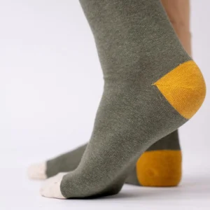 BILLYBELT Chaussettes en coton peigné Unies - Kaki chiné>Homme Chaussettes Unies