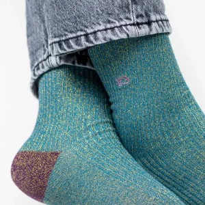 BILLYBELT Chaussettes en coton peigné Vintage - Bleu canard>Femme Chaussettes Fantaisie