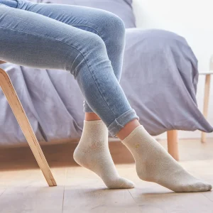BILLYBELT Chaussettes pailletées en coton peigné Unies - Beige>Femme Chaussettes Unies