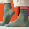 BILLYBELT Chaussettes pailletées en coton peigné Unies - Céladon>Femme Chaussettes Unies