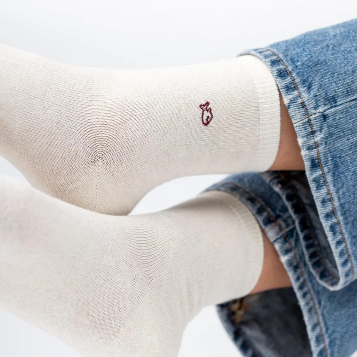 chaussettes_pailletes_en_coton_peign_unies__cru_2.webp BILLYBELT Chaussettes pailletées en coton peigné Unies - Écru>Femme Chaussettes Unies