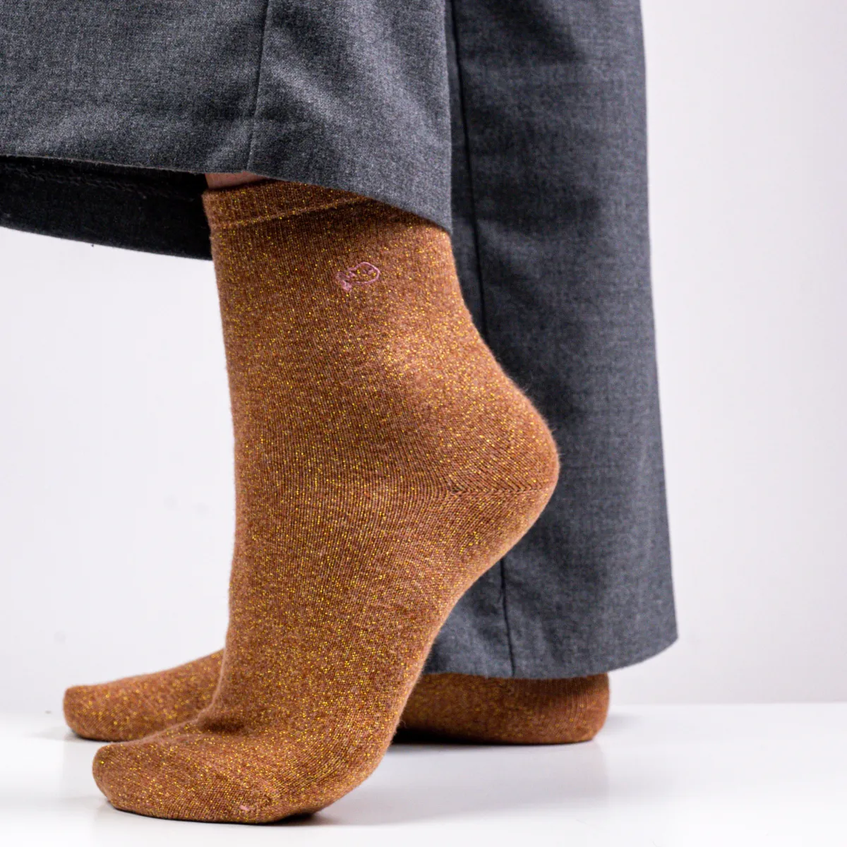 chaussettes_pailletes_en_coton_peign_unies__cuivre_3.webp BILLYBELT Chaussettes pailletées en coton peigné Unies - Cuivre>Femme Chaussettes Unies