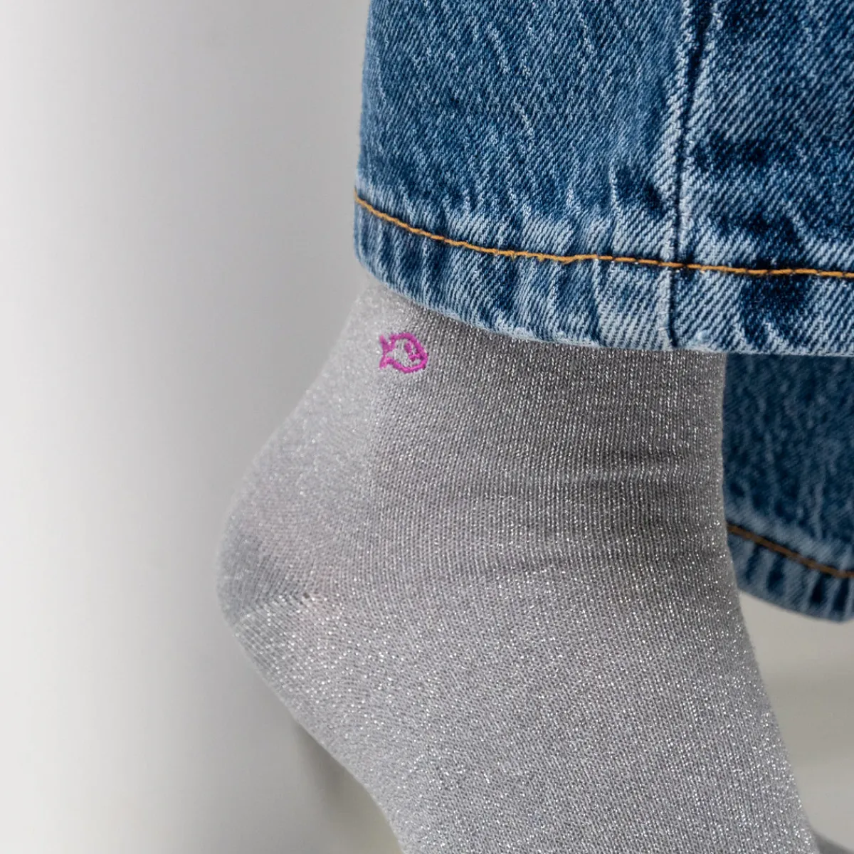 chaussettes_pailletes_en_coton_peign_unies__gris_2.webp BILLYBELT Chaussettes pailletées en coton peigné Unies - Gris>Femme Chaussettes Unies
