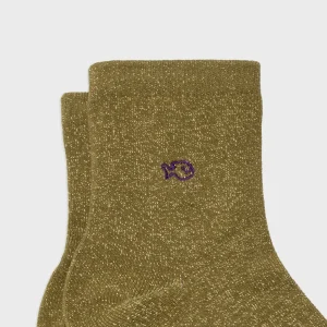 BILLYBELT Chaussettes pailletées en coton peigné Unies - Olive>Femme Chaussettes Unies