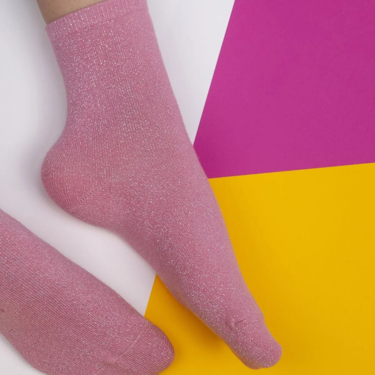 chaussettes_pailletes_en_coton_peign_unies__rose_pche_2.webp BILLYBELT Chaussettes pailletées en coton peigné Unies - Rose pêche>Femme Chaussettes Unies