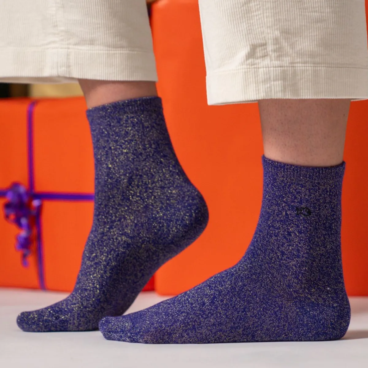 chaussettes_pailletes_en_coton_peign_unies__violet_2.webp BILLYBELT Chaussettes pailletées en coton peigné Unies - Violet>Femme Chaussettes Unies