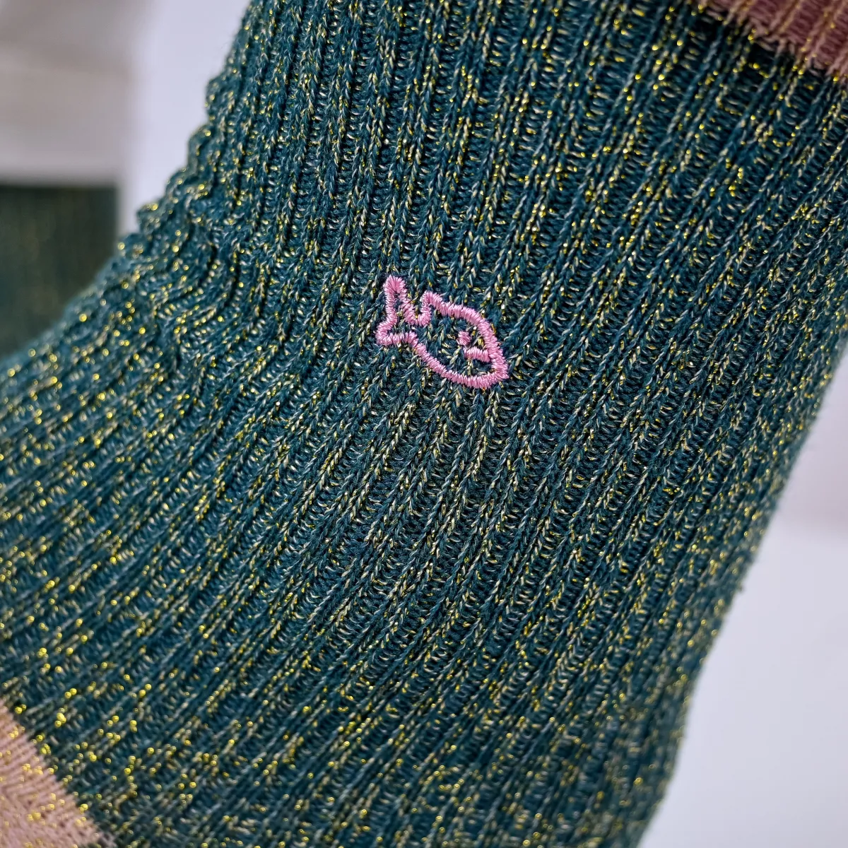 chaussettes_pailletes_en_coton_peign_vintage__vert_2.webp BILLYBELT Chaussettes pailletées en coton peigné Vintage - Vert>Femme Chaussettes Fantaisie