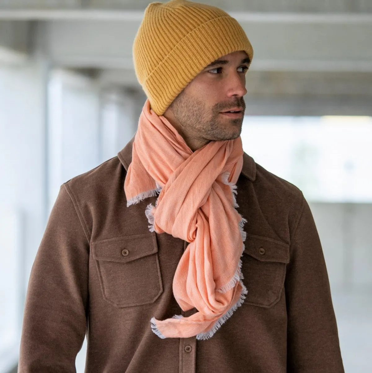 foulard__coton_biologique_jacquard_orange_2.webp BILLYBELT Foulard 100% coton biologique Jacquard>Homme Pour Homme