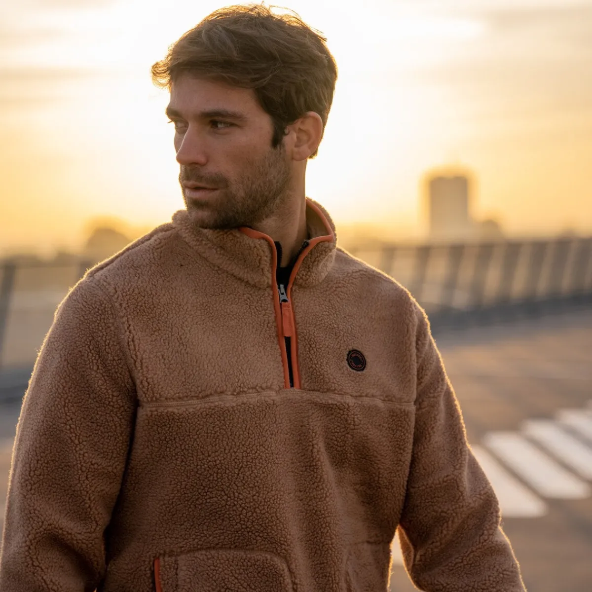 pull_sherpa_col_zipp_dune_0.webp BILLYBELT Pull sherpa col zippé Dune>Homme Vestes Et Pulls En Sherpa Homme
