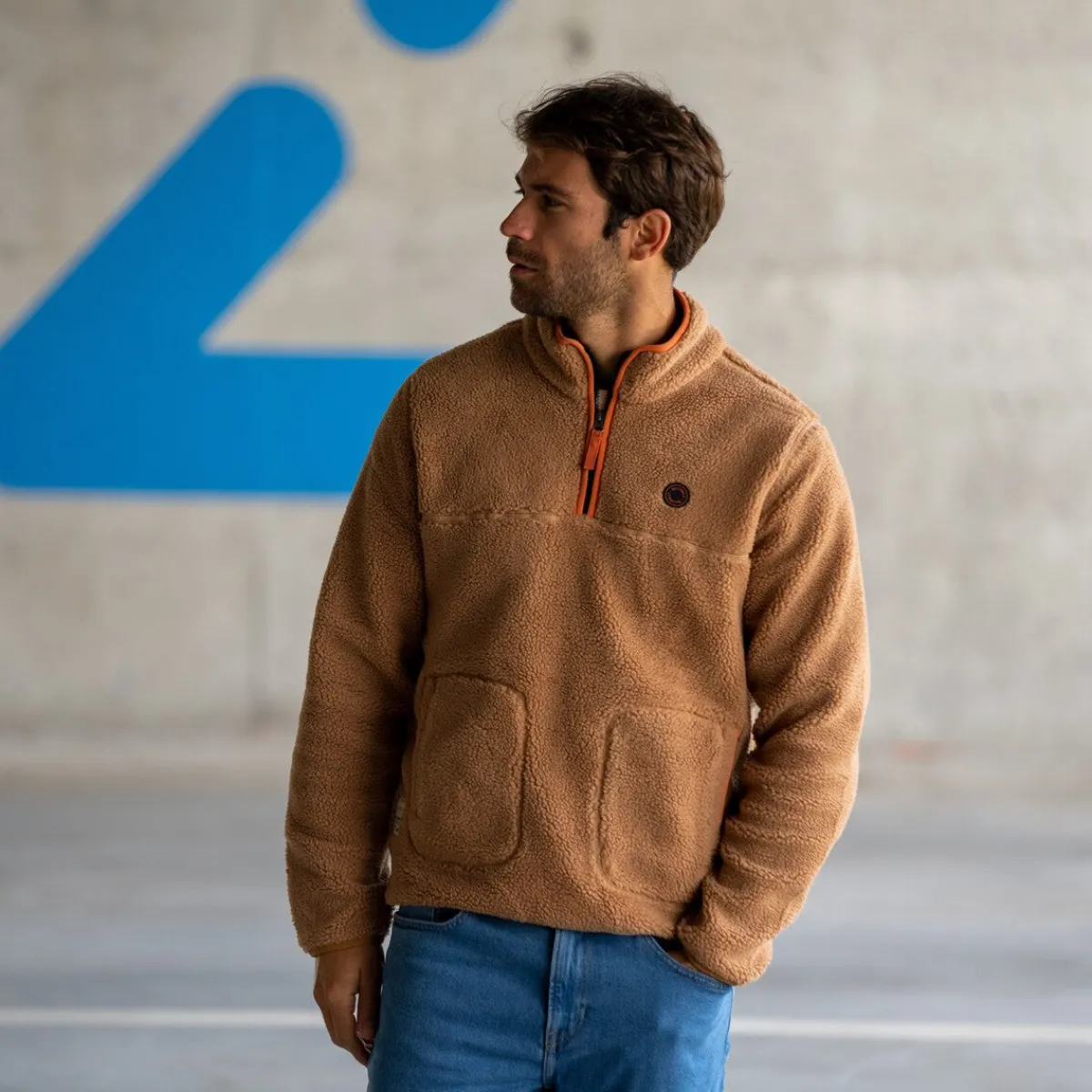 pull_sherpa_col_zipp_dune_2.webp BILLYBELT Pull sherpa col zippé Dune>Homme Vestes Et Pulls En Sherpa Homme