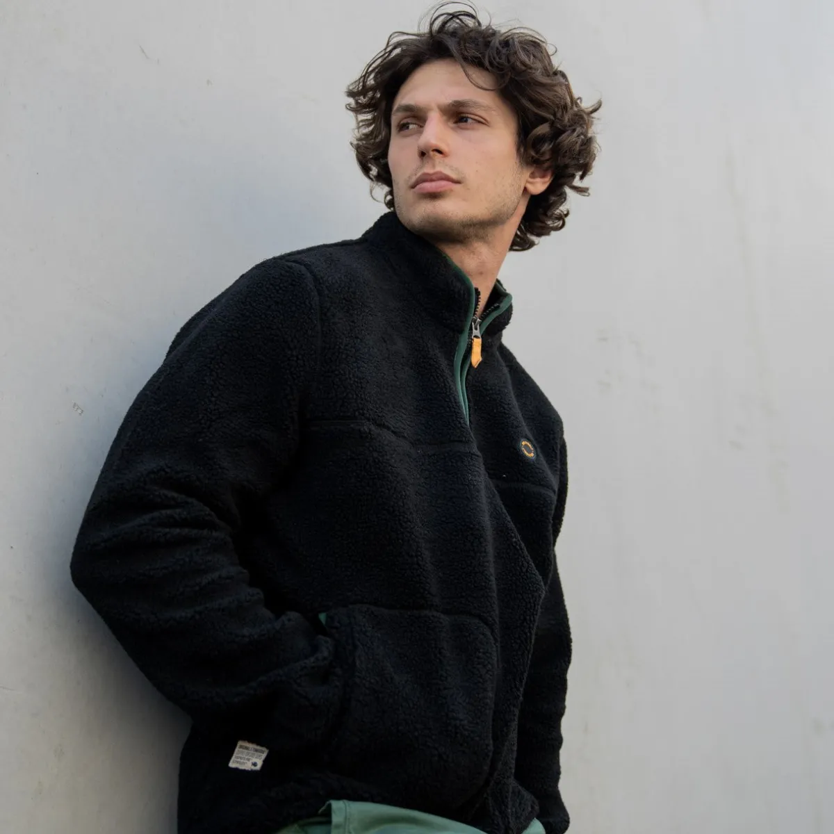 pull_sherpa_col_zipp_ebne_0.webp BILLYBELT Pull sherpa col zippé Ebène>Homme Vestes Et Pulls En Sherpa Homme