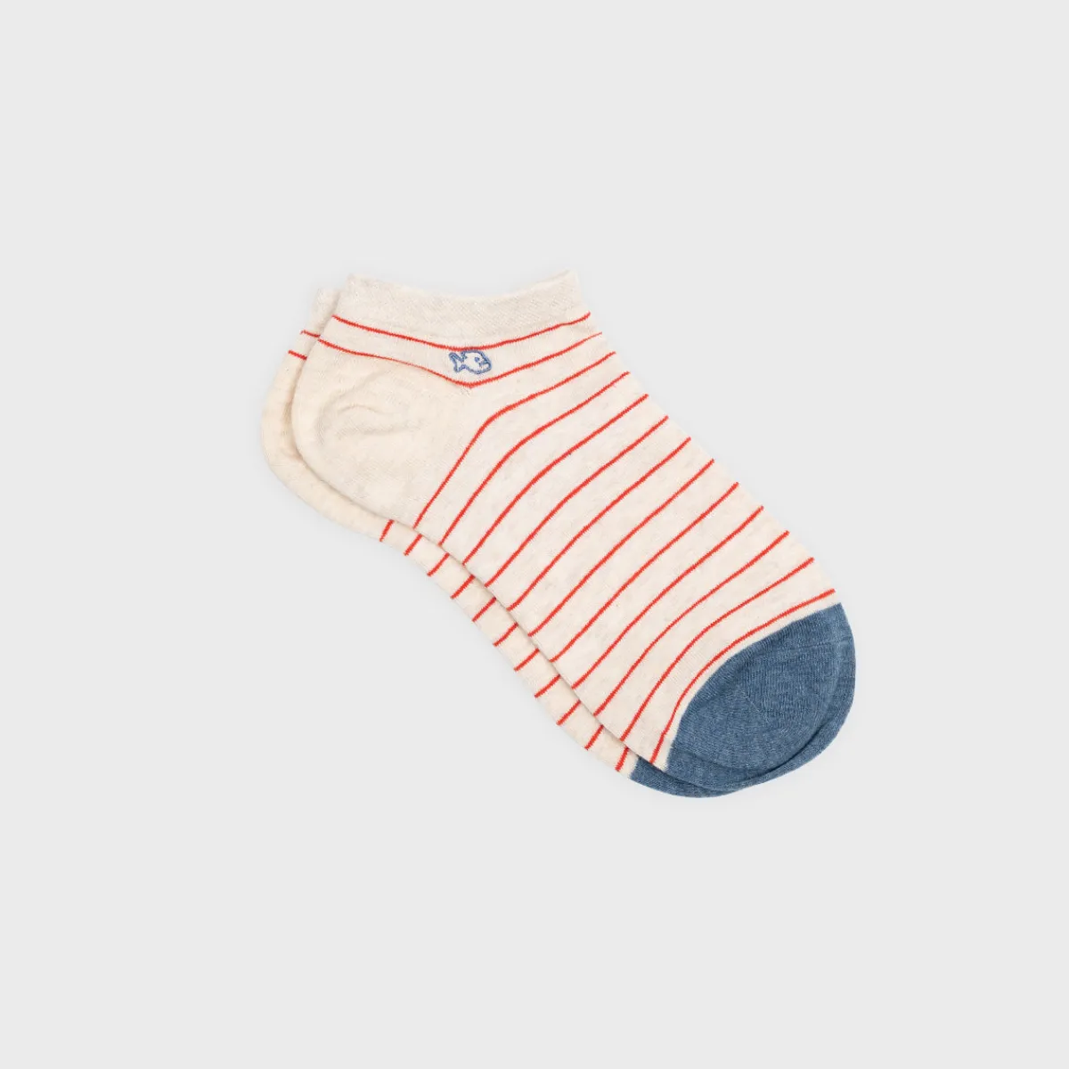 socquettes_en_coton_peign_a_rayures_fines__beige_ray_rouge_1.webp BILLYBELT Socquettes en coton peigné A rayures fines ->Homme Chaussettes Basses
