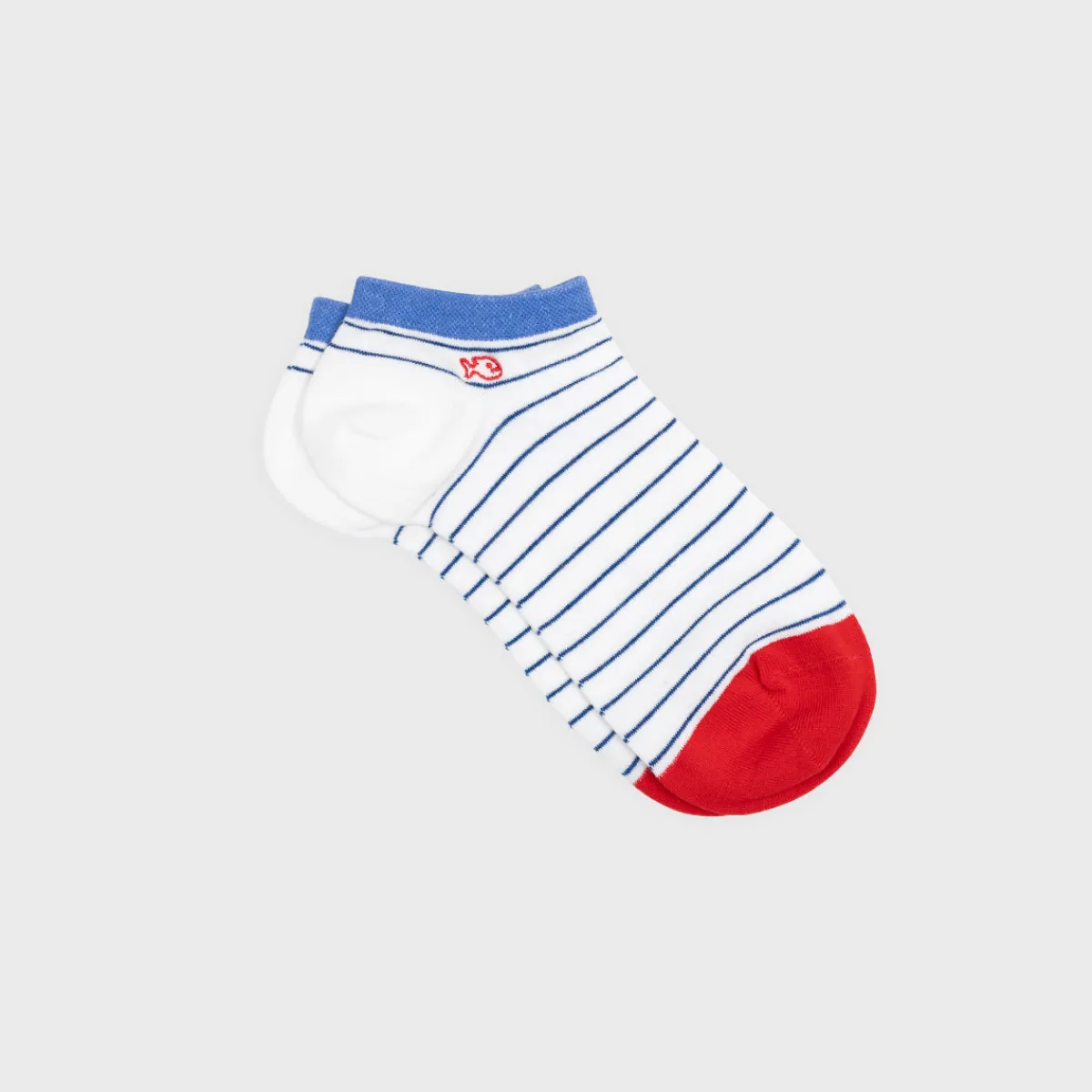 socquettes_en_coton_peign_a_rayures_fines__blanc_ray_bleu_1.webp BILLYBELT Socquettes en coton peigné A rayures fines ->Homme Chaussettes Basses