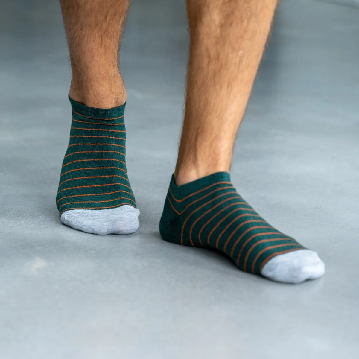 BILLYBELT Socquettes en coton peigné A rayures fines ->Homme Chaussettes Basses