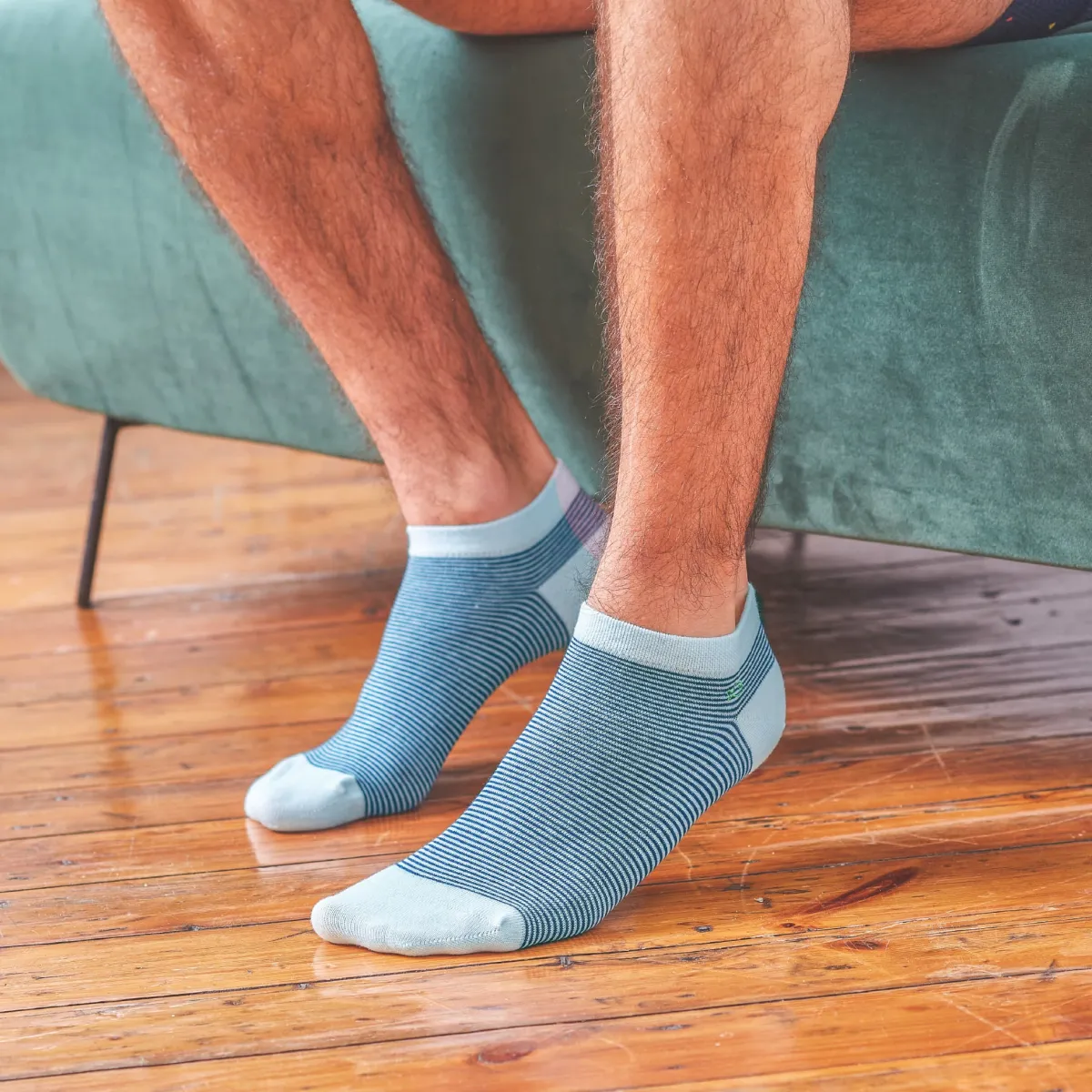 socquettes_en_coton_peign_rayes__bleu_clair_ray_marine_0.webp BILLYBELT Socquettes en coton peigné Rayées ->Homme Chaussettes Basses