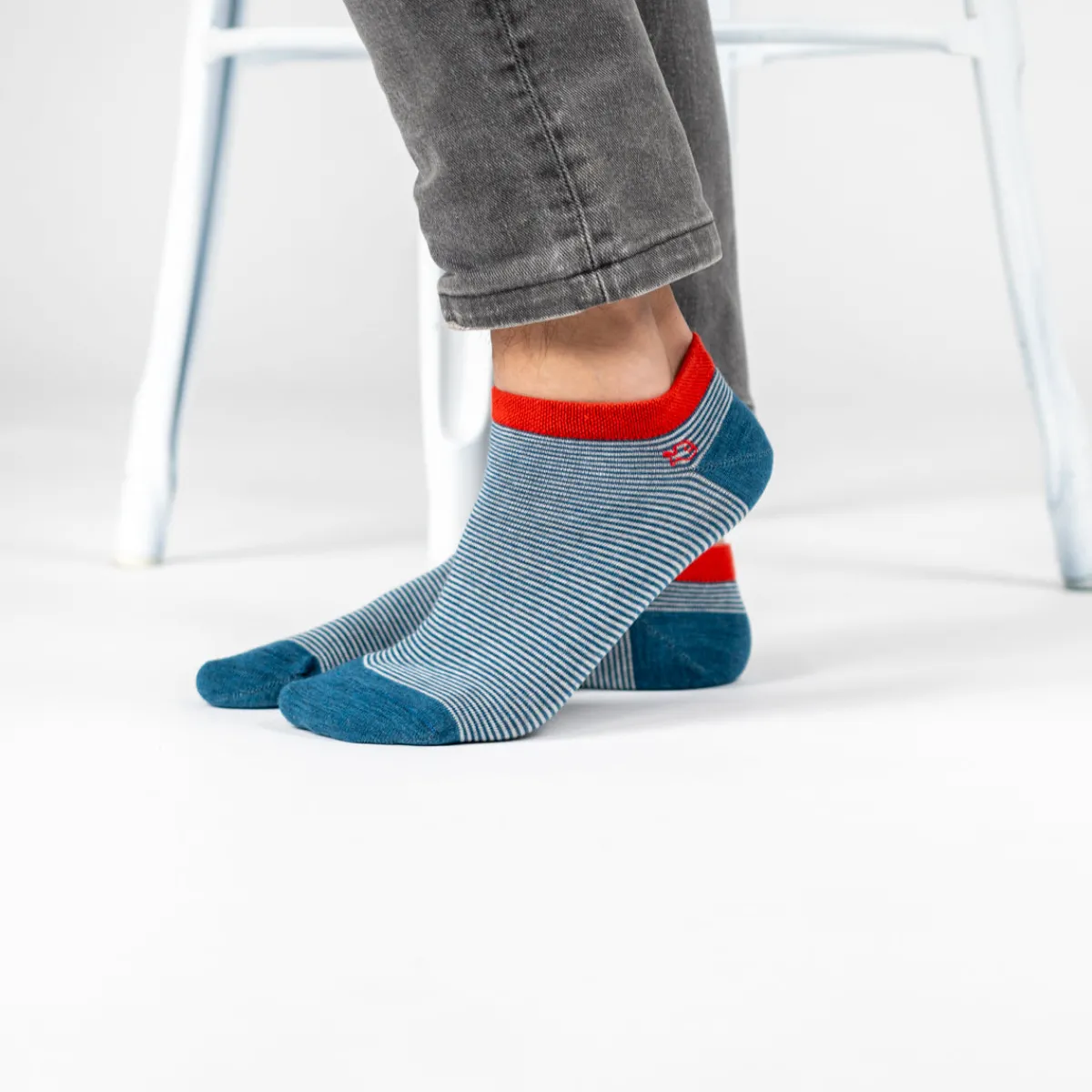 socquettes_en_coton_peign_rayes__bleu_ray_blanc_0.webp BILLYBELT Socquettes en coton peigné Rayées ->Homme Chaussettes Basses
