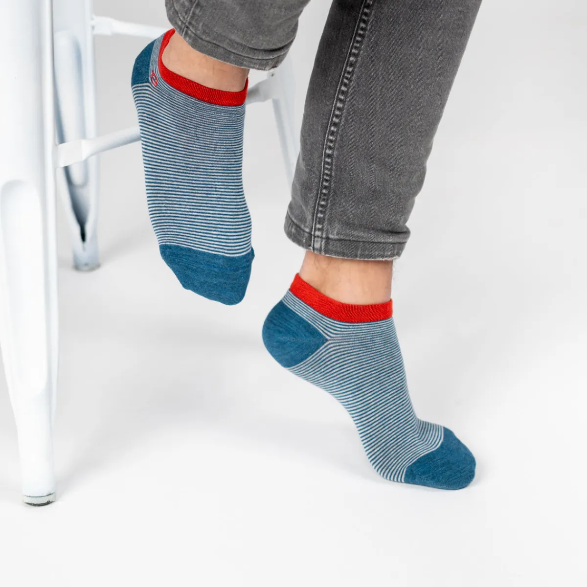 socquettes_en_coton_peign_rayes__bleu_ray_blanc_3.webp BILLYBELT Socquettes en coton peigné Rayées ->Homme Chaussettes Basses