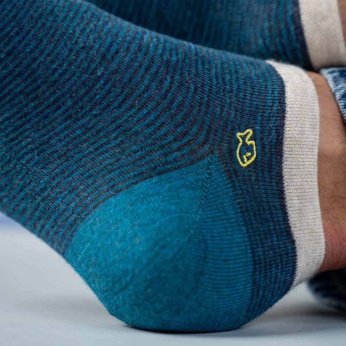 socquettes_en_coton_peign_rayes__turquoise_ray_marine_2.webp BILLYBELT Socquettes en coton peigné Rayées ->Homme Chaussettes Basses