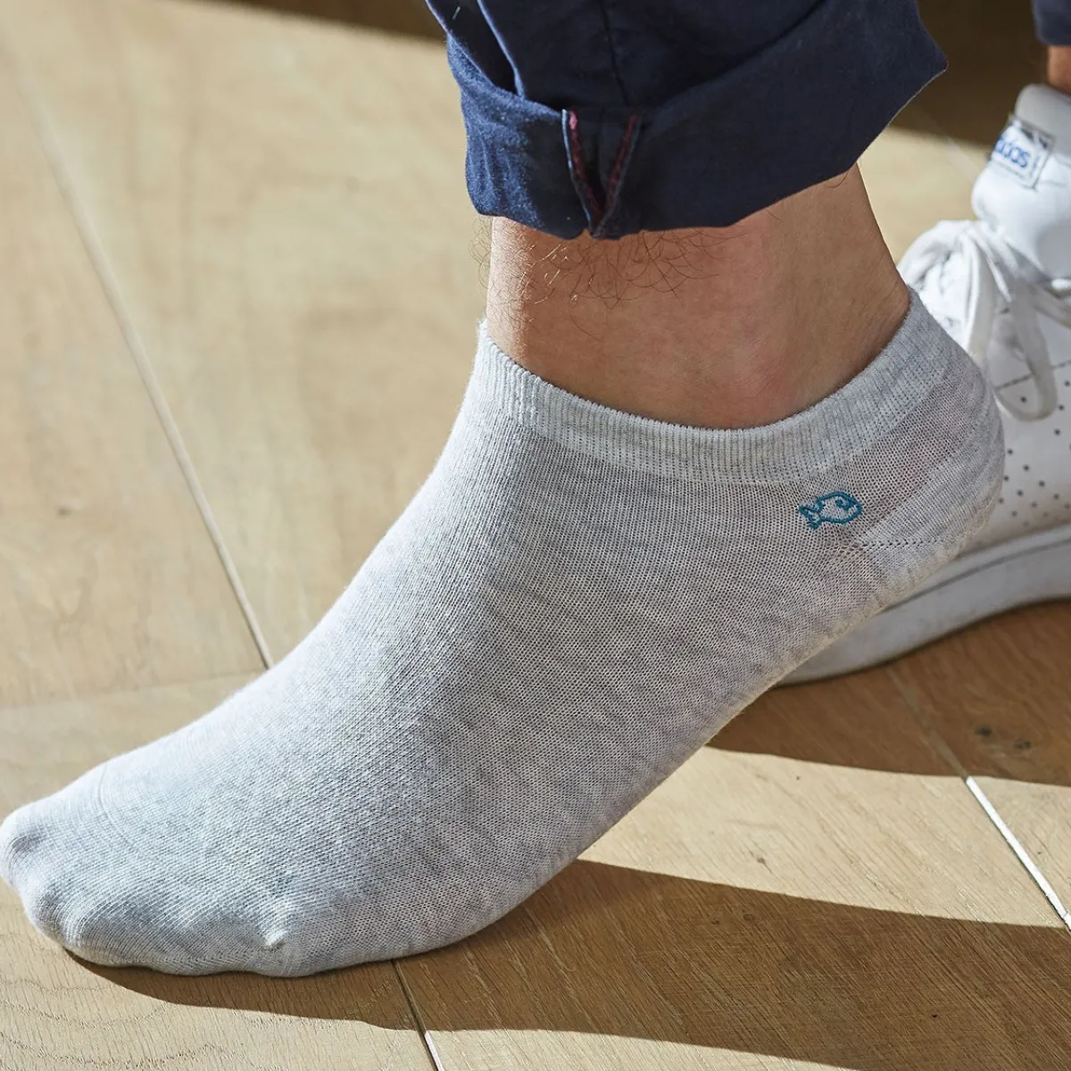 socquettes_en_coton_peign_unies__gris_clair_chin_0.webp BILLYBELT Socquettes en coton peigné Unies - chiné>Homme Chaussettes Basses