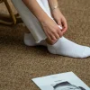 BILLYBELT Socquettes pailletées en coton peigné Rayées - Blanc, rayé argent>Femme Socquettes
