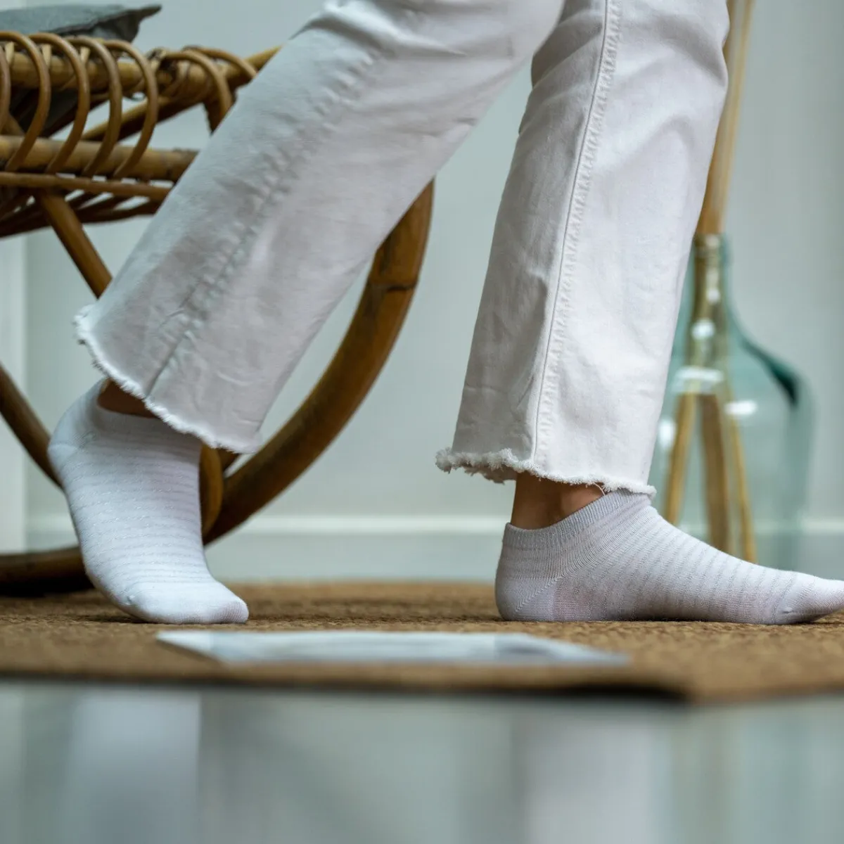 socquettes_pailletes_en_coton_peign_rayes__blanc_ray_argent_2.webp BILLYBELT Socquettes pailletées en coton peigné Rayées - Blanc, rayé argent>Femme Socquettes