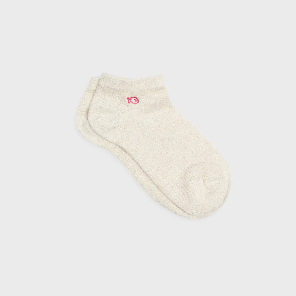 socquettes_pailletes_en_coton_peign_unies__beige_1.webp BILLYBELT Socquettes pailletées en coton peigné Unies ->Femme Socquettes