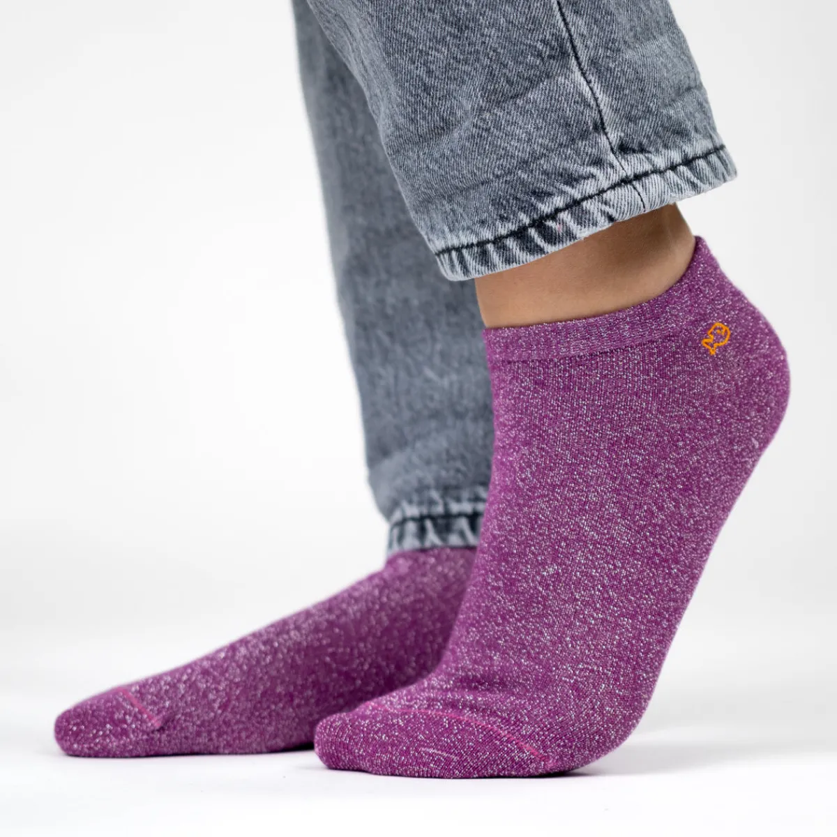 socquettes_pailletes_en_coton_peign_unies__violet_0.webp BILLYBELT Socquettes pailletées en coton peigné Unies ->Femme Socquettes