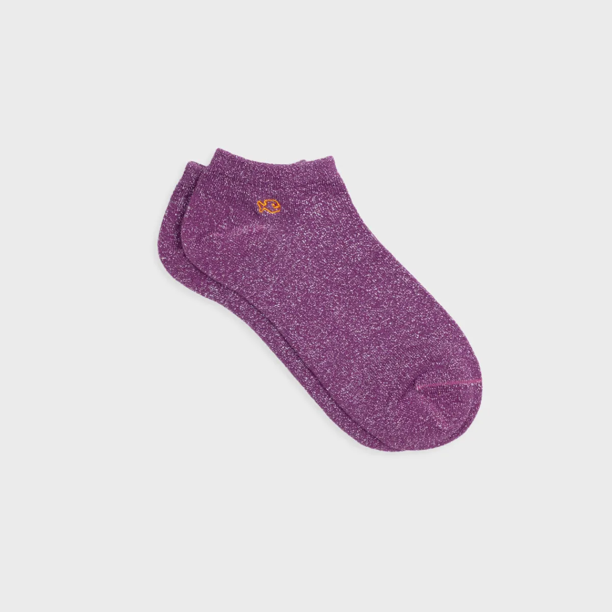 socquettes_pailletes_en_coton_peign_unies__violet_1.webp BILLYBELT Socquettes pailletées en coton peigné Unies ->Femme Socquettes